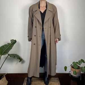 Vintage 90s Trench Coat Double Breasted | Removable Liner, Padded Shoulders